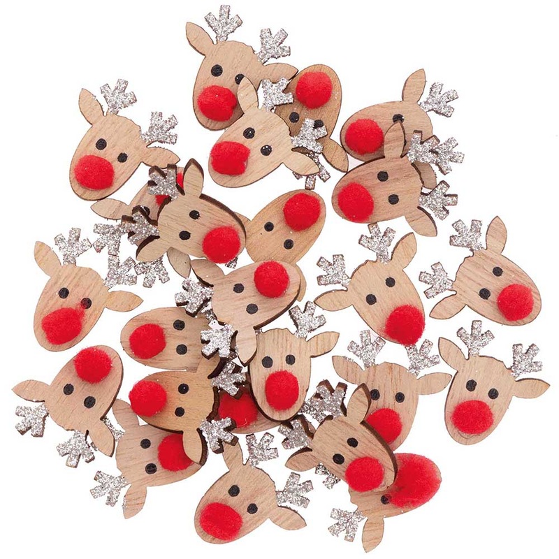 Wooden Reindeer Decorations 24 pcs.
