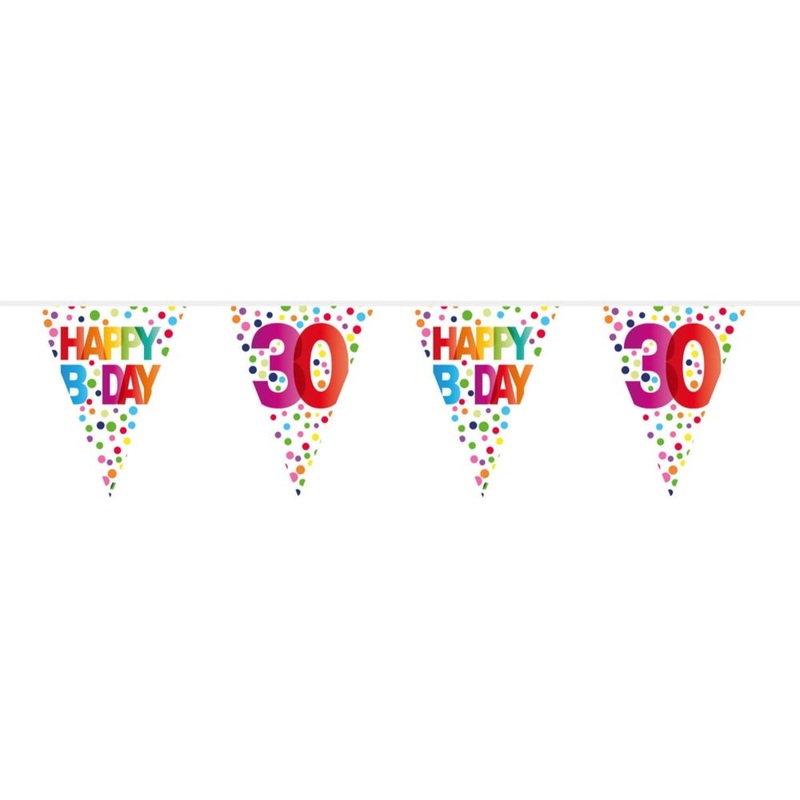 30th Birthday Colorful Dots Pennant Chain 10m