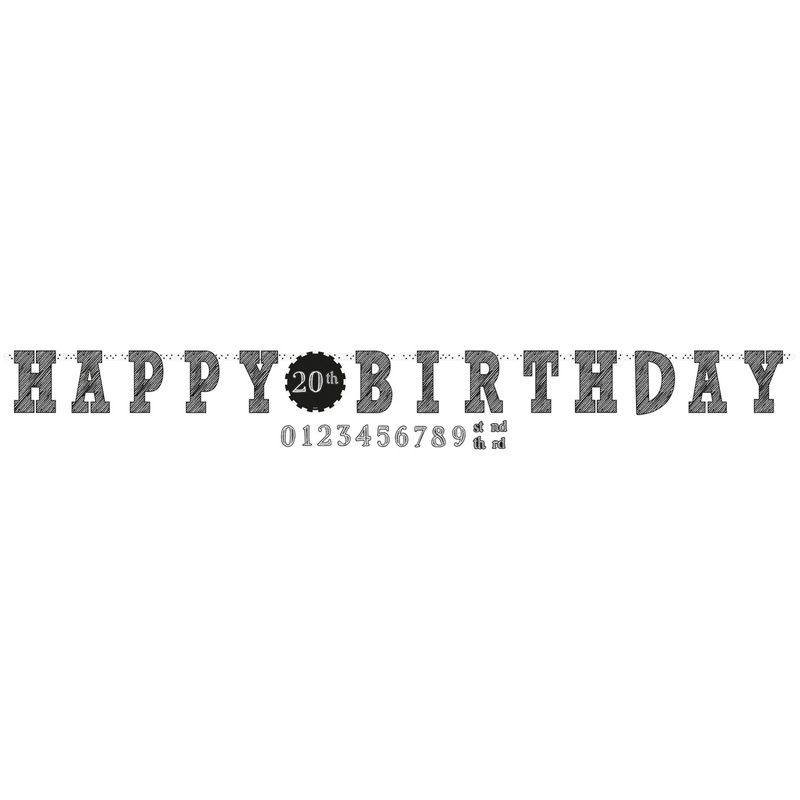 Black & White Birthday garland 3.2m
