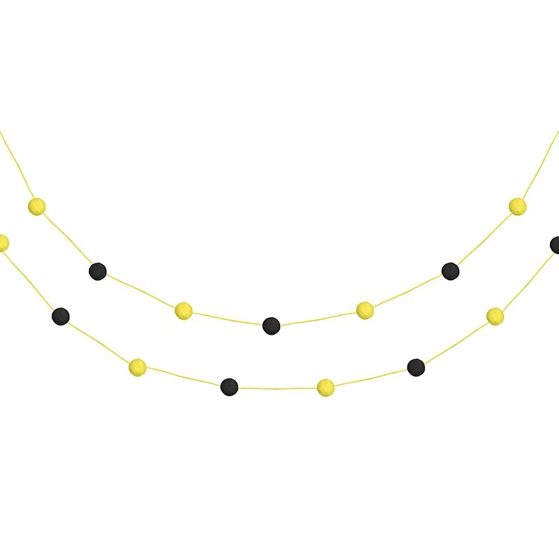 Black yellow pompom garland 200cm