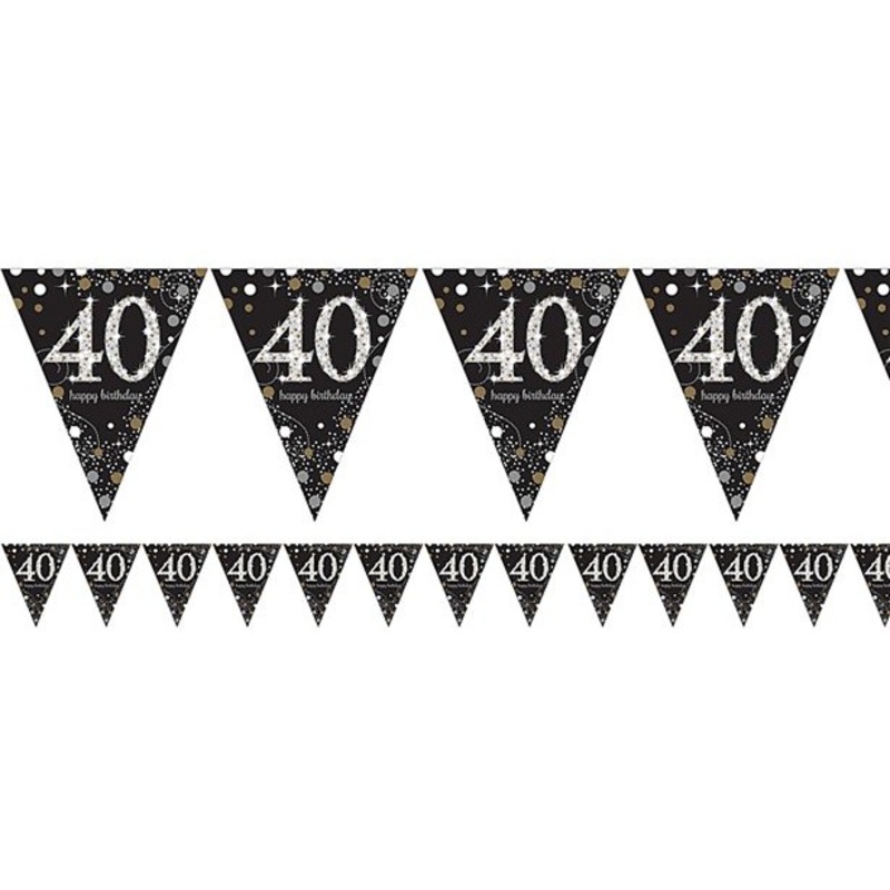 Golden 40th Birthday pennant chain 4m