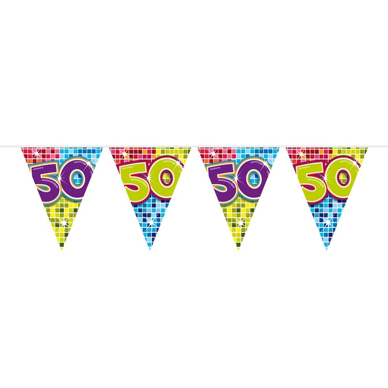 Groovy 50th Birthday pennant chain 3m
