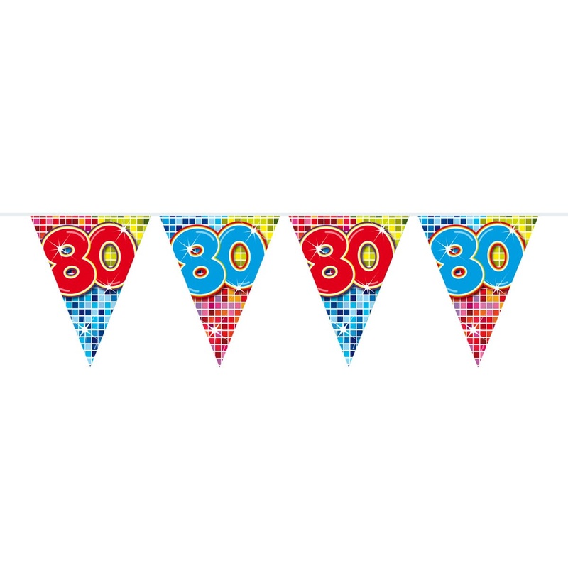 Groovy 80th Birthday pennant chain 3m