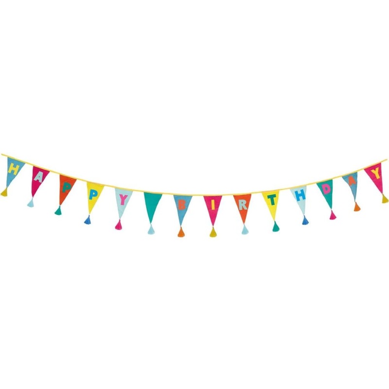 Happy Birthday fabric pennant chain 3m