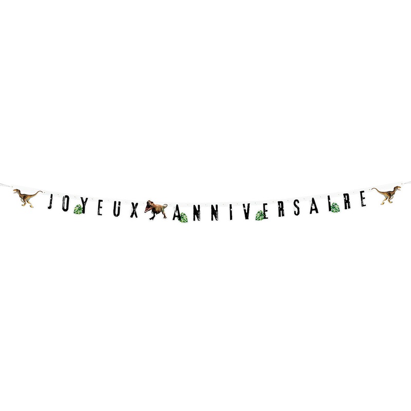 Karton-Buchstabengirlande T-Rex 'Joyeux Anniversaire' (250 cm)