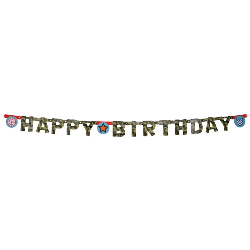 Military camouflage happy birthday garland