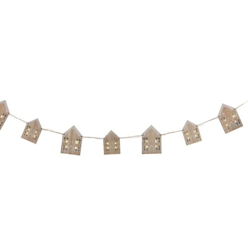 Natural Christmas houses LED garland 2m