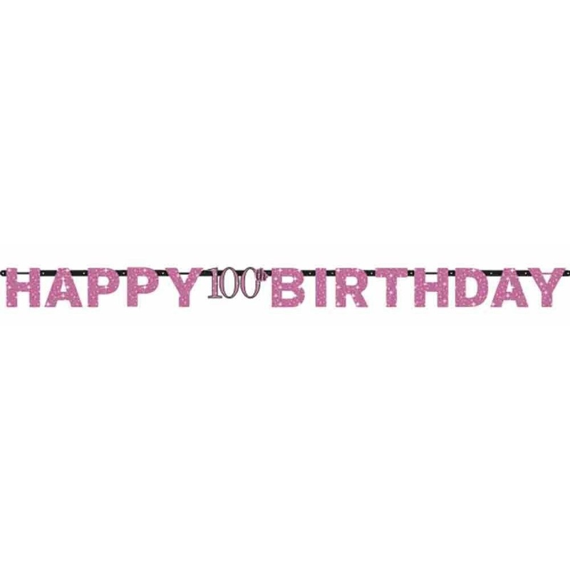 Pink 100th Birthday garland 2m