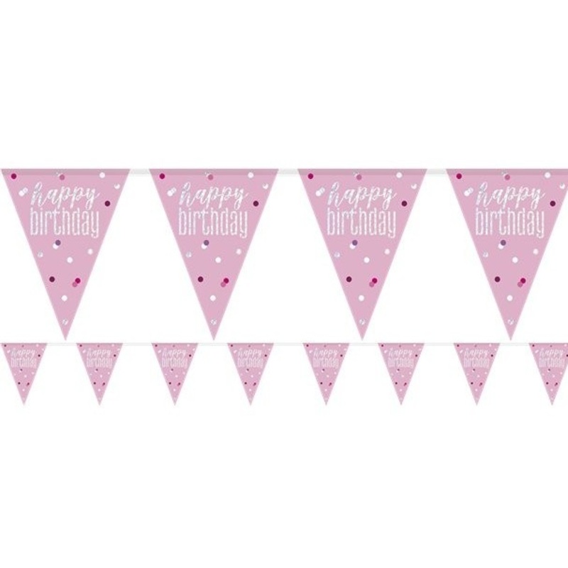 Pink Dots Birthday pennant chain 2.75m