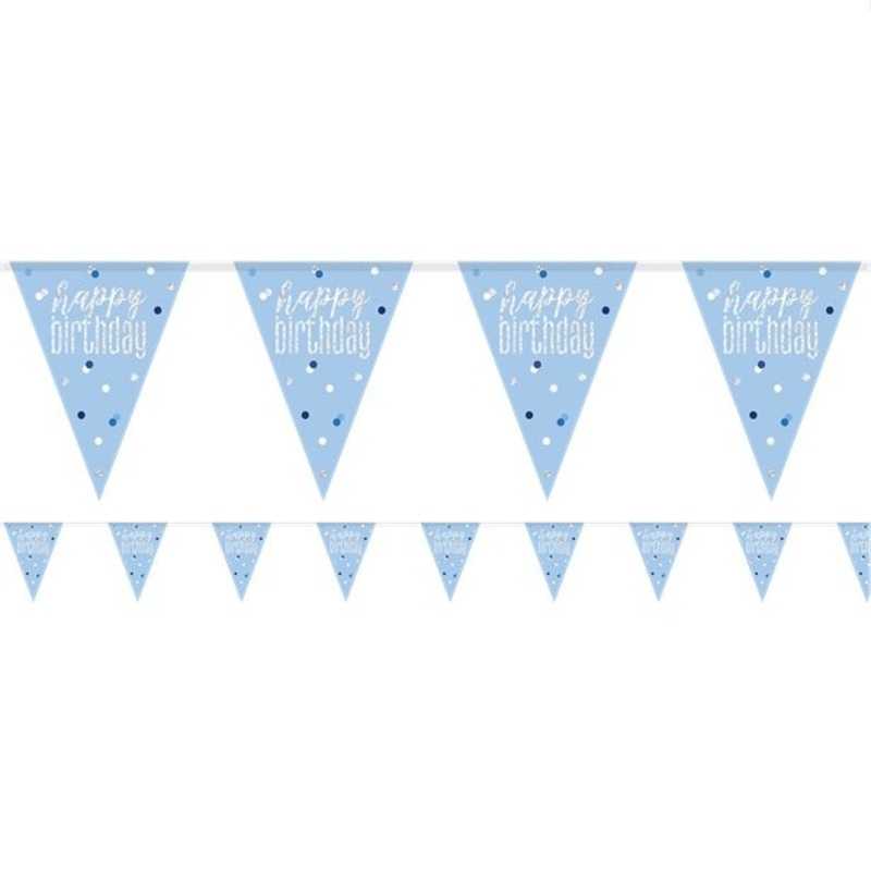 Sparkling Blue Birthday pennant chain 2.75m