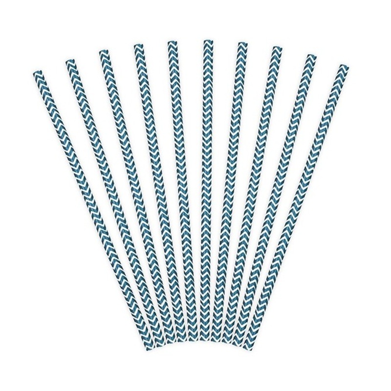 10 zigzag paper straws dark blue 19.5cm