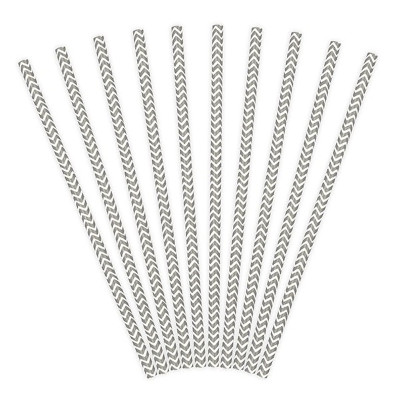 10 zigzag paper straws gray 19.5cm