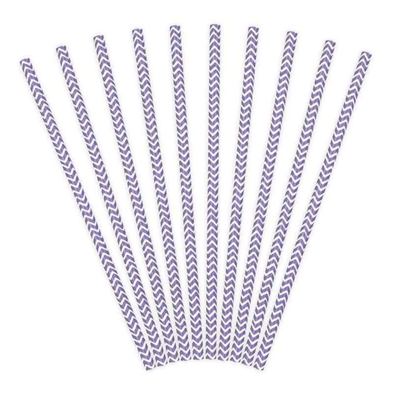 10 zigzag paper straws purple 19.5cm