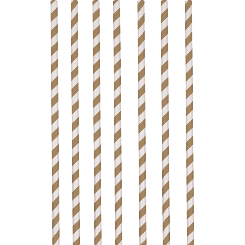 12 brown striped paper straws