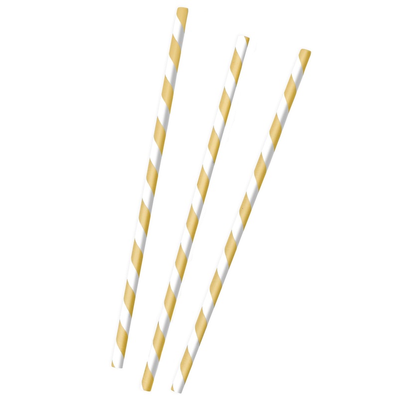 12 Shiny Gold Paper Straws