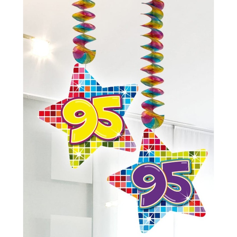 2 Groovy 95th Birthday spiral hangers 75cm