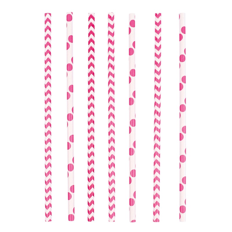 24 Summerfeeling paper straws pink 19.5cm