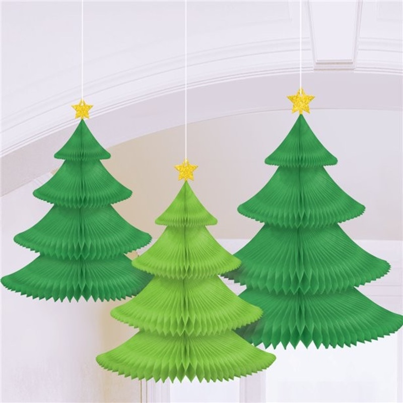 3 honeycomb Christmas tree hanger 35cm