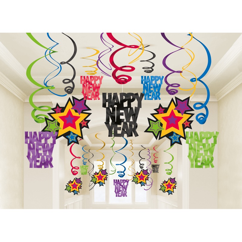 30 spiral hangers Happy New Year