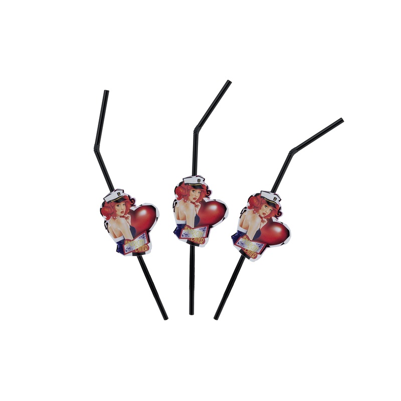 8 American Diner Flexi straws 24cm