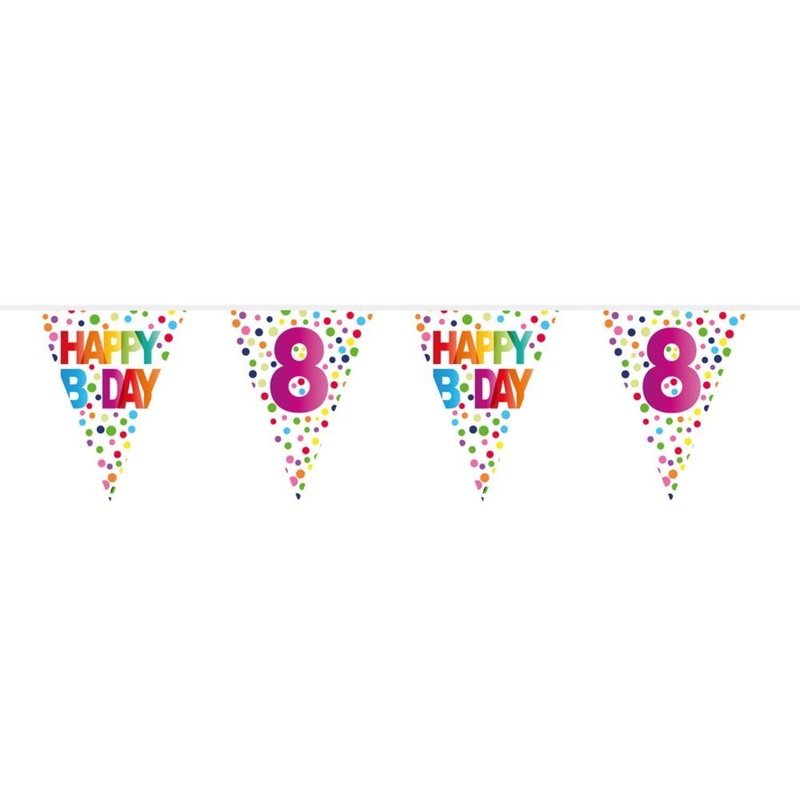 8th birthday colorful dots bunting 10m