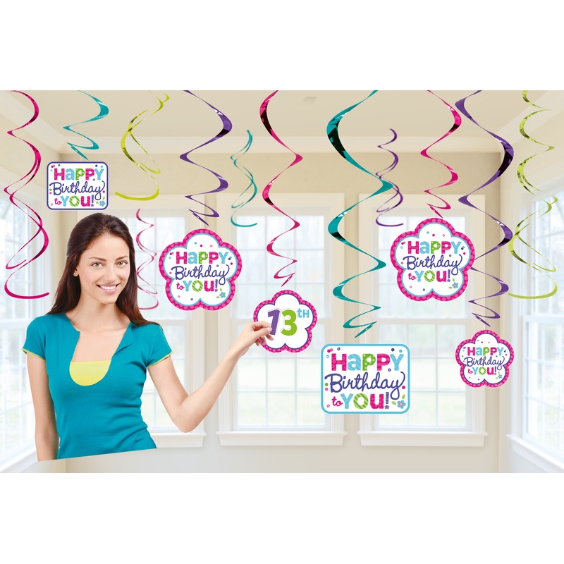 Colorful swirl hangers Birthday Spring 12 pieces
