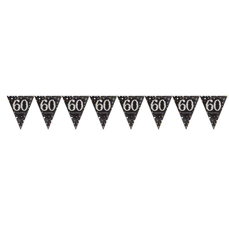 Golden 60th Birthday pennant chain 4m