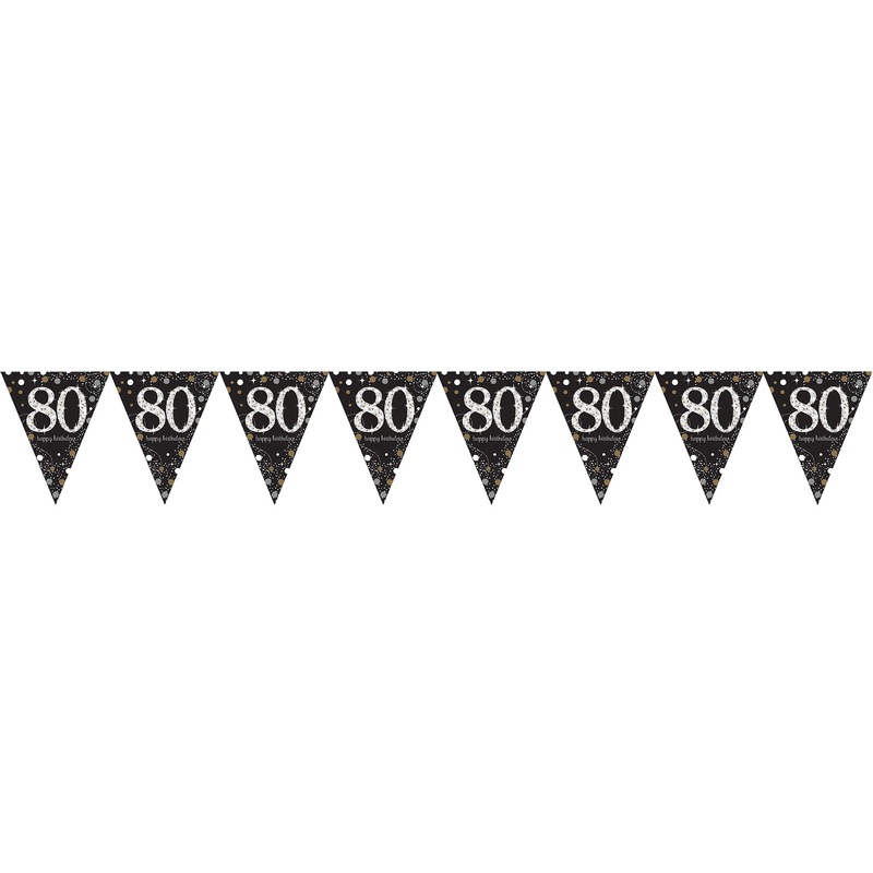 Golden 80th Birthday pennant chain 4m