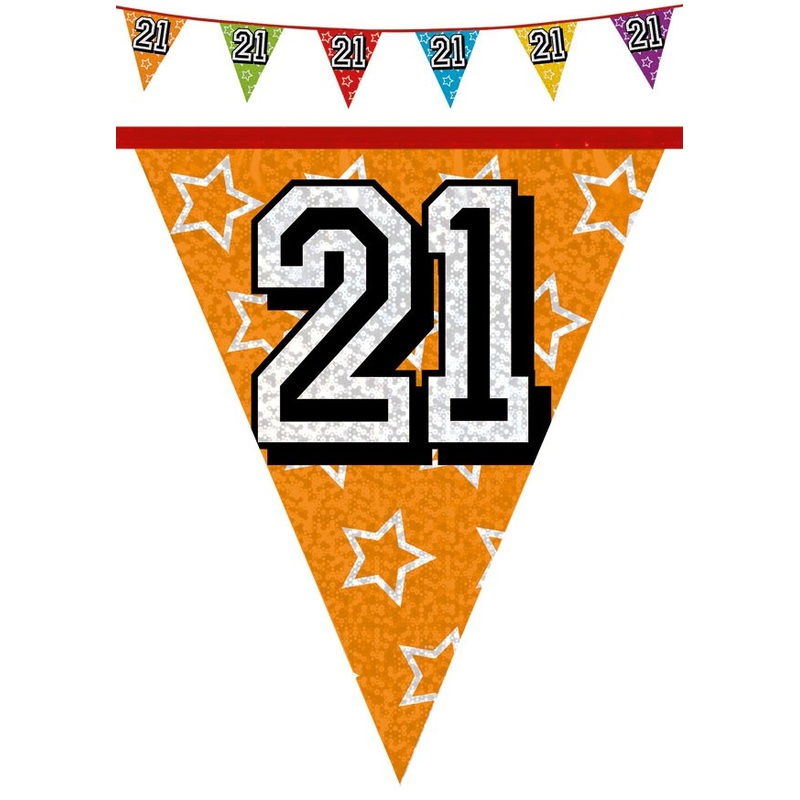Holographic pennant chain 21 colored 8m
