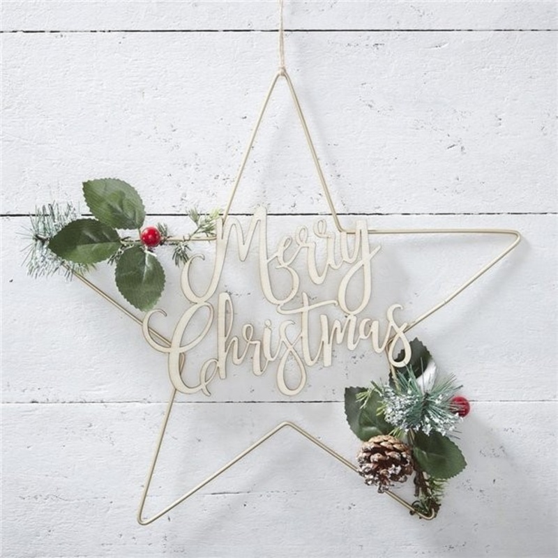 Merry Christmas metal star 32cm