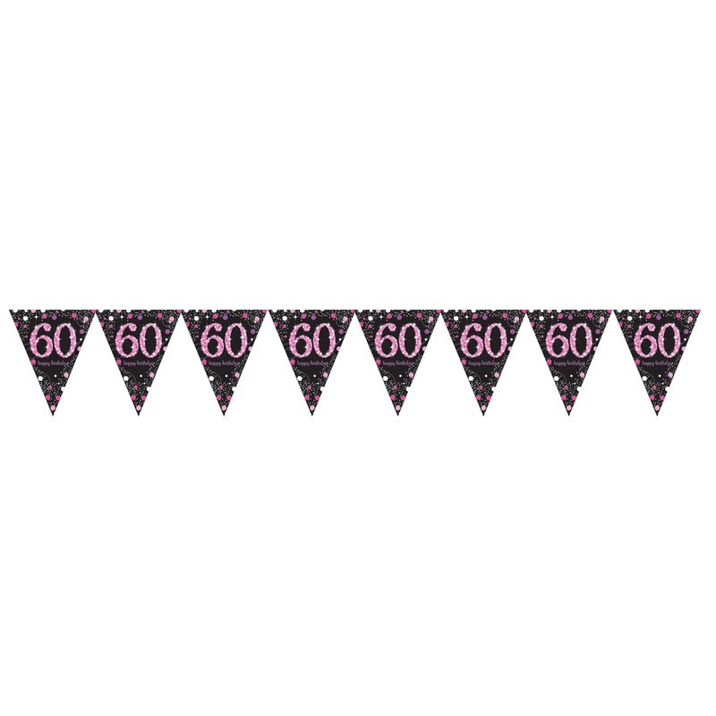 Pink 60th Birthday pennant chain 4m