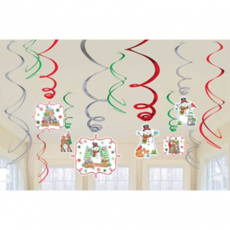 Winter Friends swirl hanging decoration set of 12