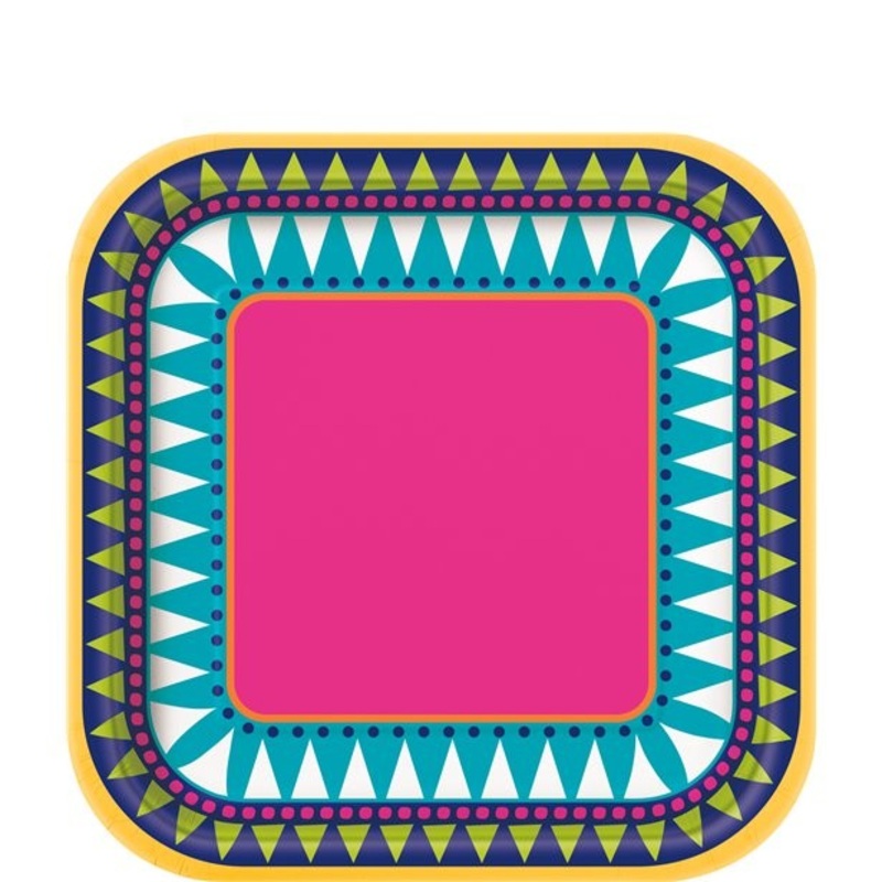 10 Fiesta paper plates in boho look 18cm