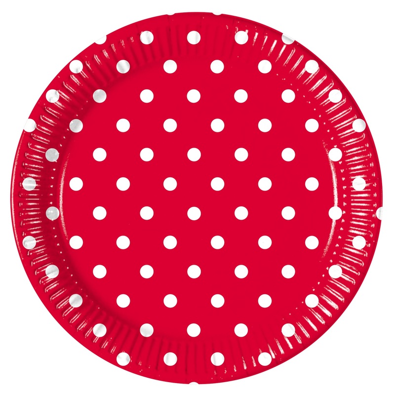 10 Mix Patterns dots plate red 23cm