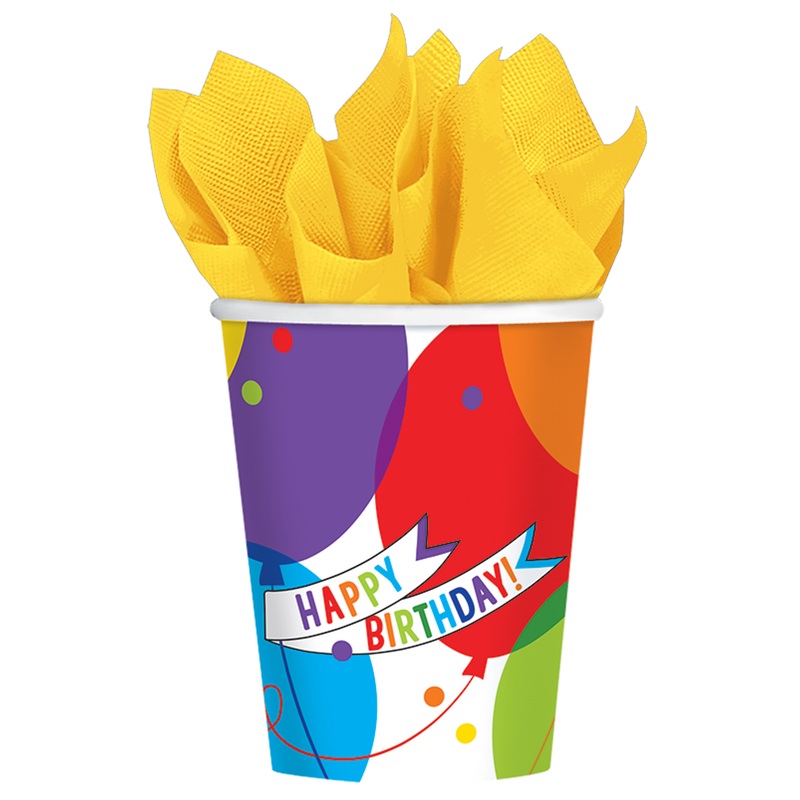 18 Balloon Surprise paper cups 266ml