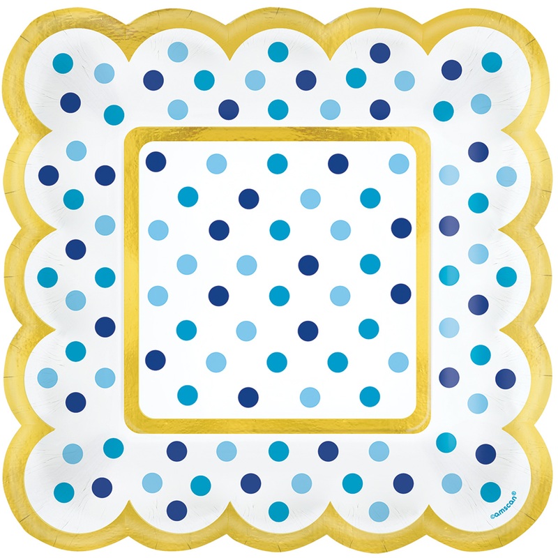 36 paper plates golden wave dots 14x14cm