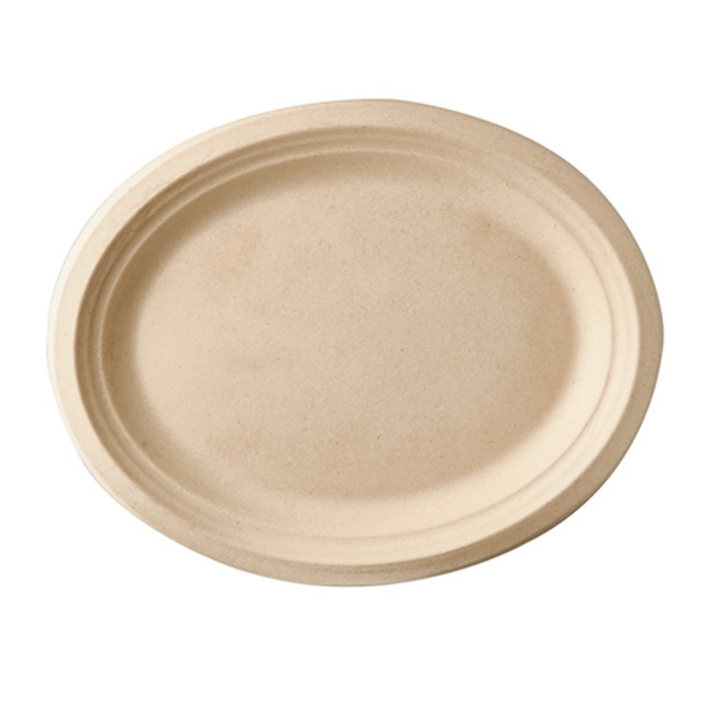 50 oval sugar cane plates natural 32 x 25.5cm
