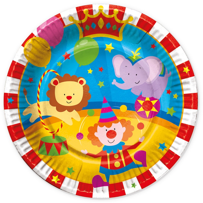 6 circus party plates 22cm