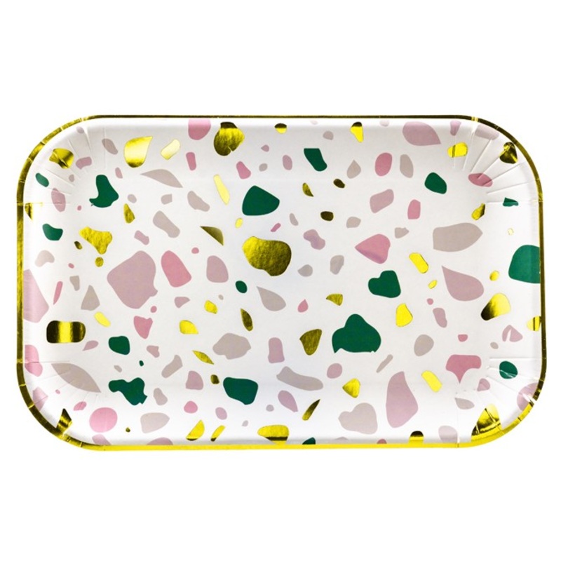 6 Glam Stone paper plates 22 x 13.5cm