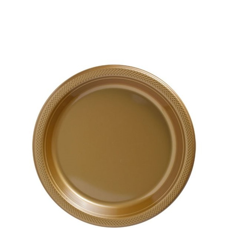 6 golden plastic plates 17cm