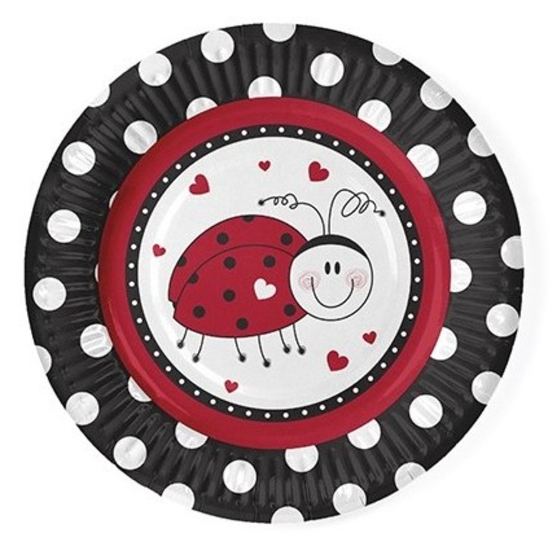 6 ladybug party paper plates 18cm