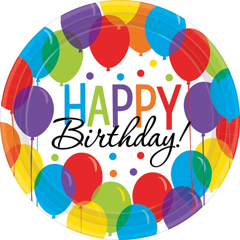 60 birthday balloon party paper plate 23cm