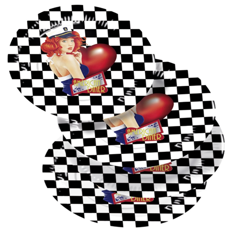8 American Diner paper plates 23cm