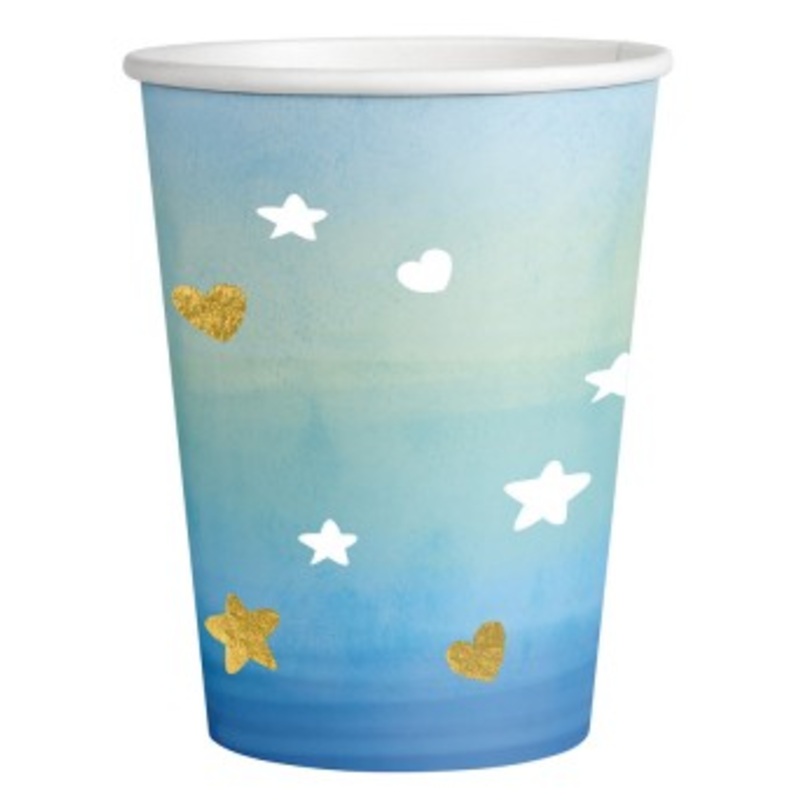 8 Baby Blue paper cups 250ml