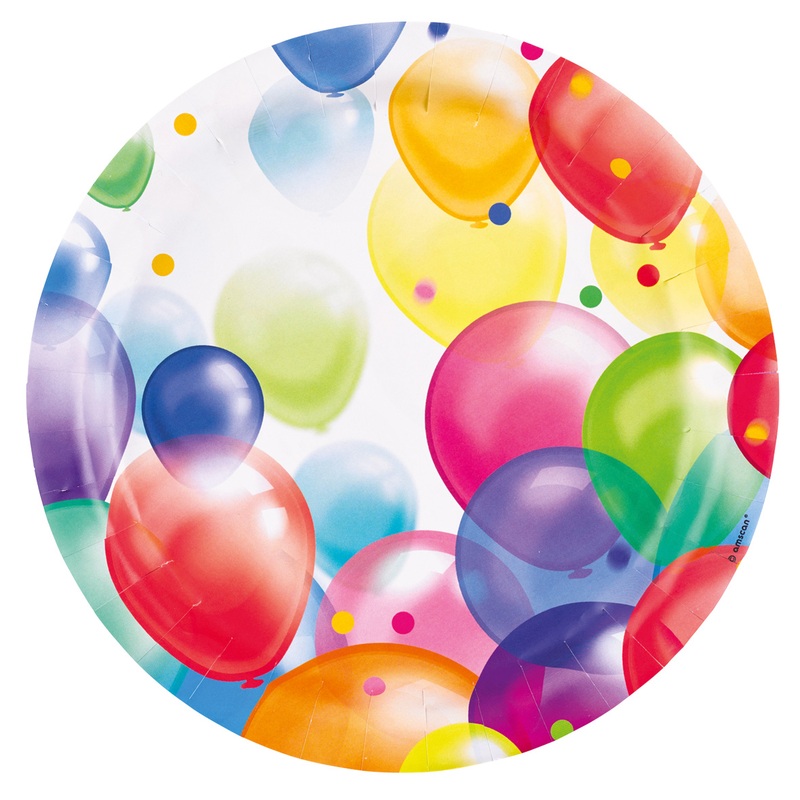 8 Balloon Carnival paper plates 23cm