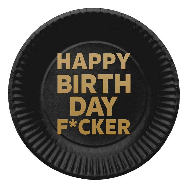 8 Birthday Fucker paper plates 23cm
