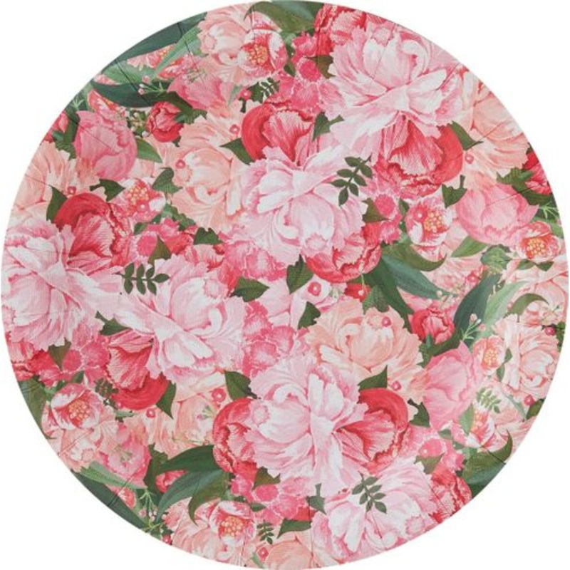8 Boho Flowers paper plates 23cm
