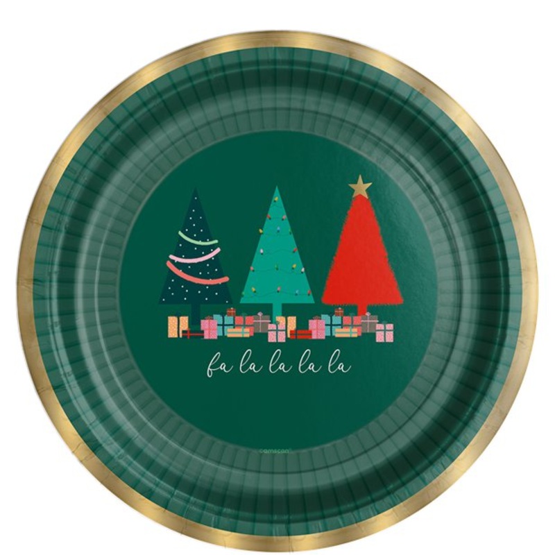 8 Christmas tree paper plates 23cm