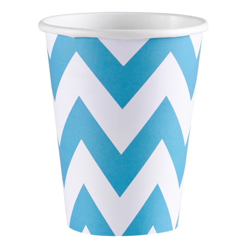 8 cute jagged paper cups Caribbean blue