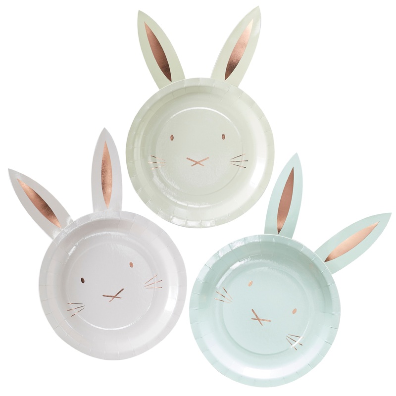 8 Easter bunnies paper plates Easter Morning 23cm